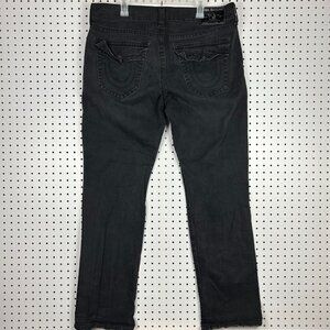 True Religion Jean Ricky Relaxed Straight Black Men 38x34 Flap Pocket Streetwear